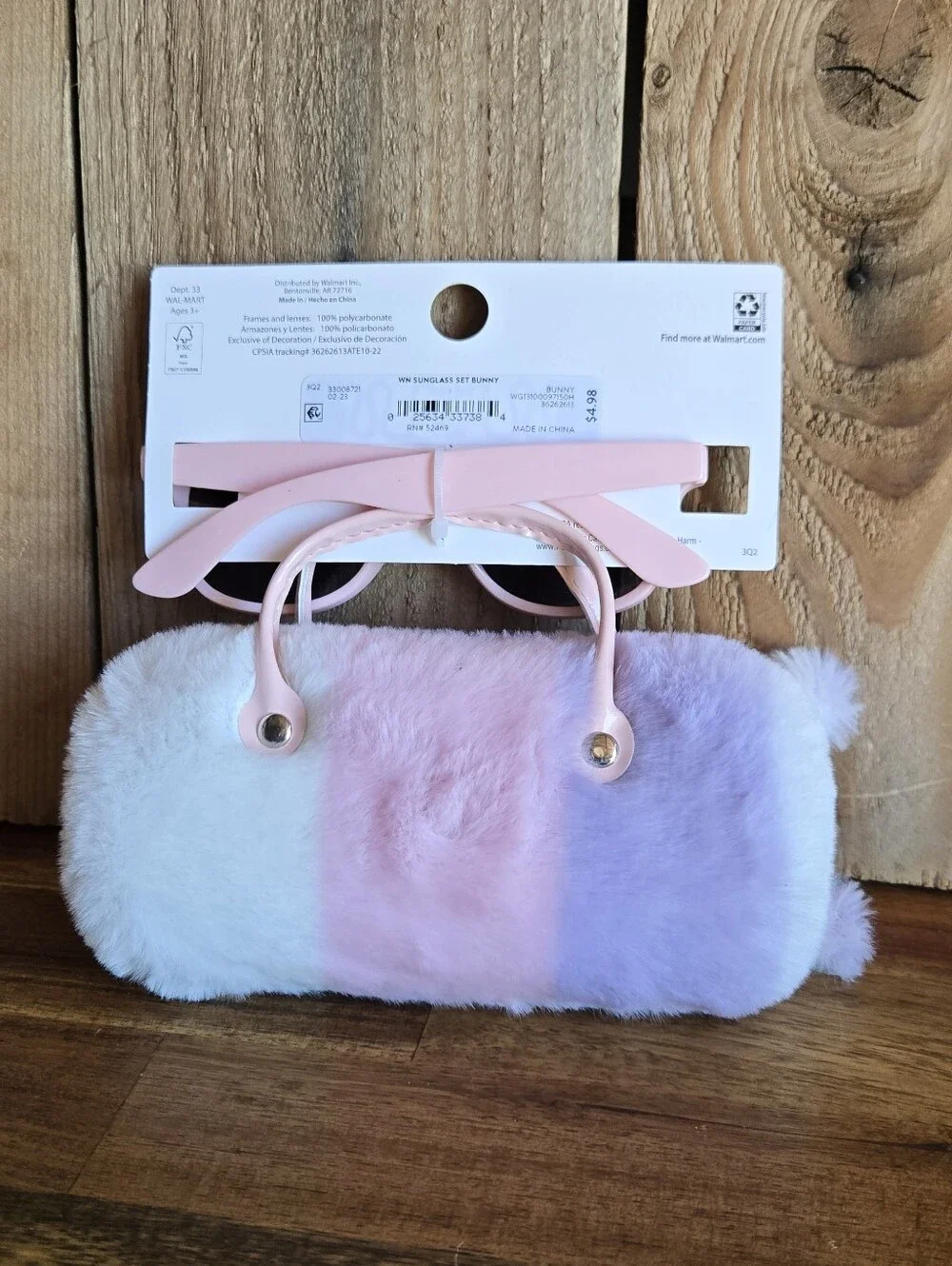 Wonder Nation Pastel Bunny Sunglasses & Plush Carrying Case Set Kids NWT Pink